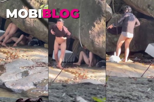 Đi phượt cặp đôi tranh thủ chịch trong hang đá bên bờ suối